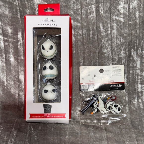 Hallmark Other - Hallmark Ornament Trio and set of buttons Nightmare before Christmas